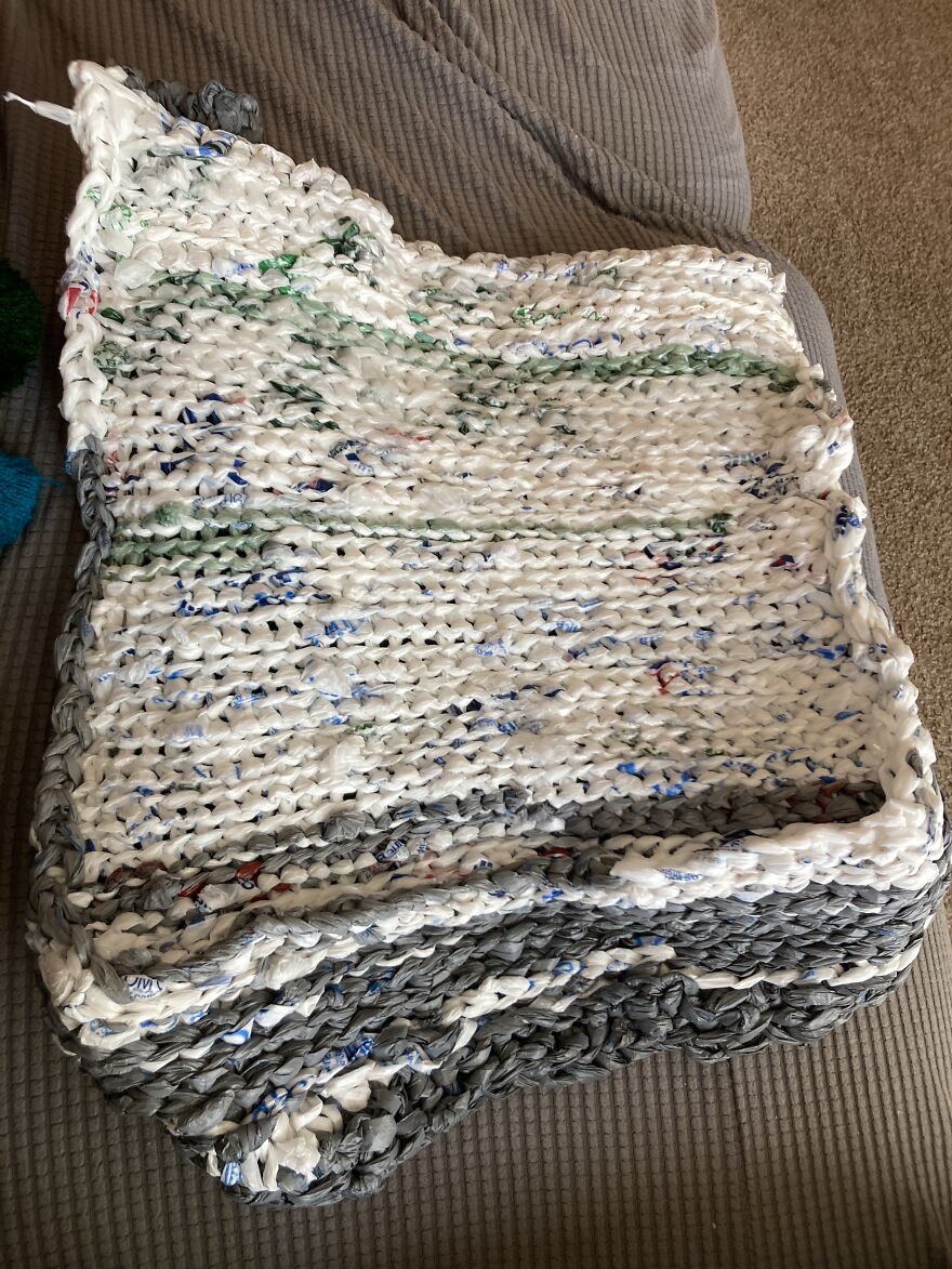 I Am Crocheting A Reusable Bag Out Of Many Plastic Shopping Bags!