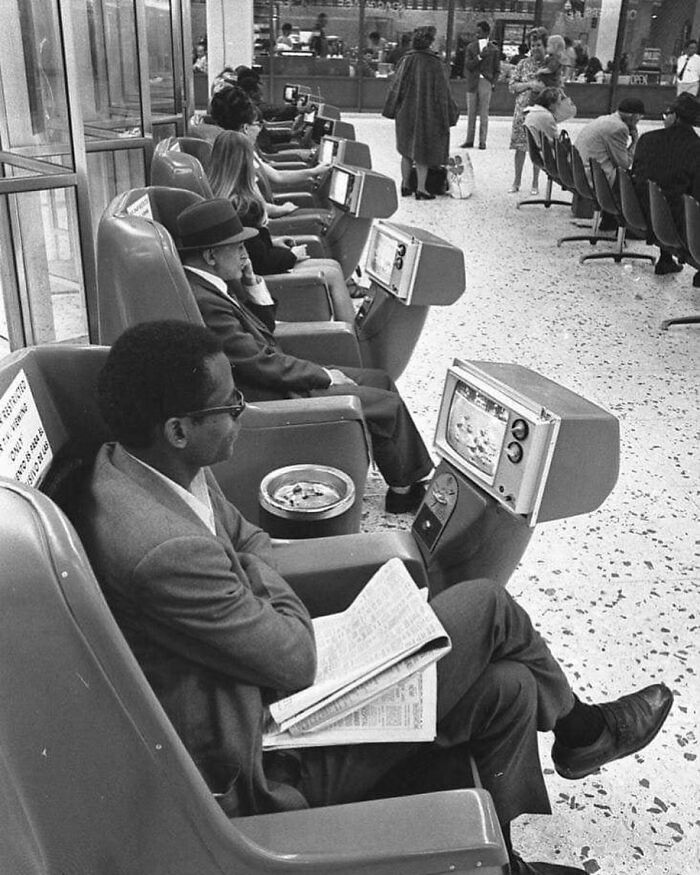 Ashtrays And Coin-Operated Televisions In The Los Angeles Greyhound Bus Terminal, 1969