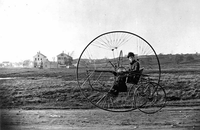 Woman Riding A New Tricycle. Photo By Chas. W Oldrieve, 1882
