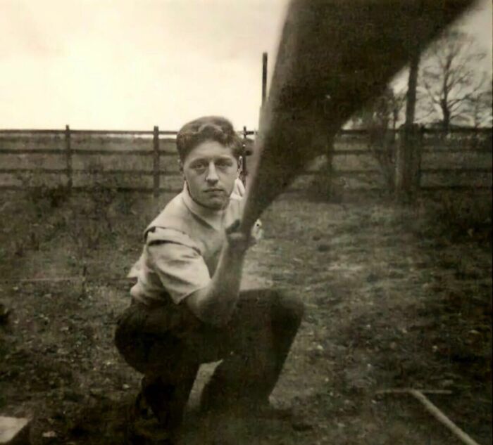 Man Takes A Selfie Using A Stick Of Wood To Activate The Camera, 1957