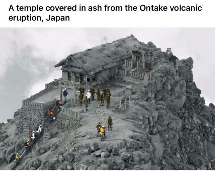 A Temple Covered In Ash