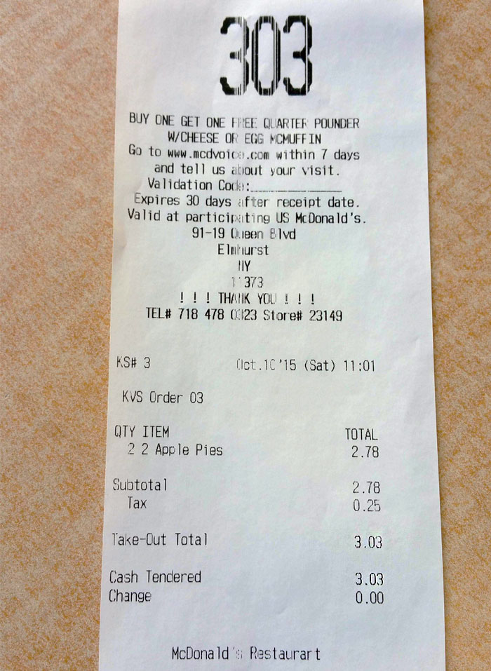 The Order Number On This Receipt Is The Same As The Cost Of The Food