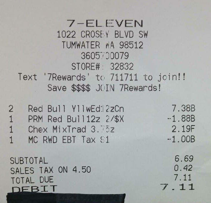 My Coworker Got A Receipt Of Exactly $7.11 On 7/11 At 7 11