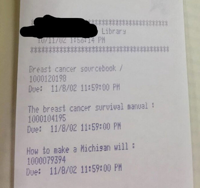 A Short, Sad Story On A Library Book Receipt