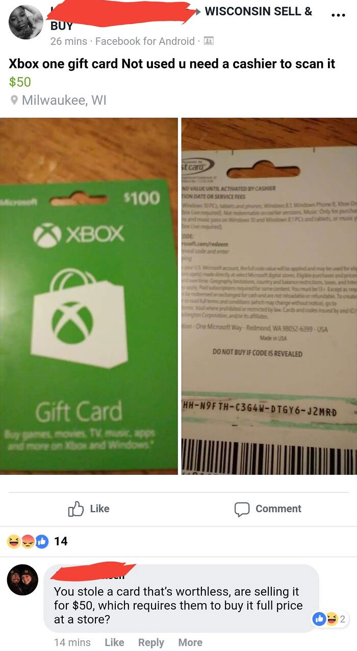 Let Me Go Ahead And Steal This Gift Card, Try To Use It, And Then Sell It When It Doesn't Work