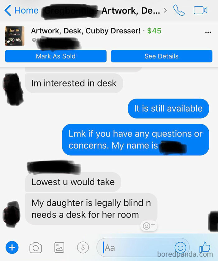 My Friend Told Me He Was Selling Furniture On The Facebook Marketplace. He Sent Me This The Next Day