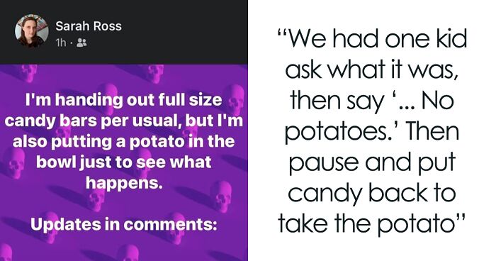 Potatoes For Trick-Or-Treaters Become An Instant Hit In This Neighborhood, People Chime In With The Weirdest Halloween Treats They’ve Seen