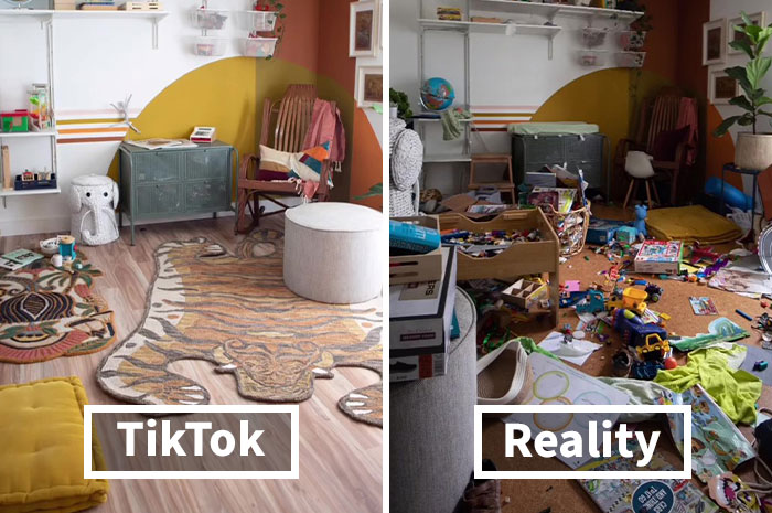 5 Side-By Side Photos Showing The Reality Behind This DIY Home Designer’s Aesthetic Videos
