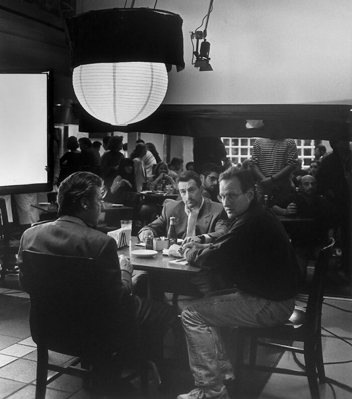 Al Pacino, Robert De Niro And Michael Mann On The Set Of The Famous Coffee Shop Scene In Heat (1995)