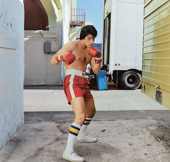 Sylvester Stallone On The Set Of Rocky (1976)