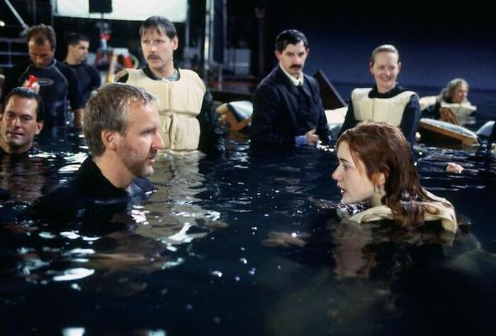 James Cameron On Set With Kate Winslet For Titanic (1997)