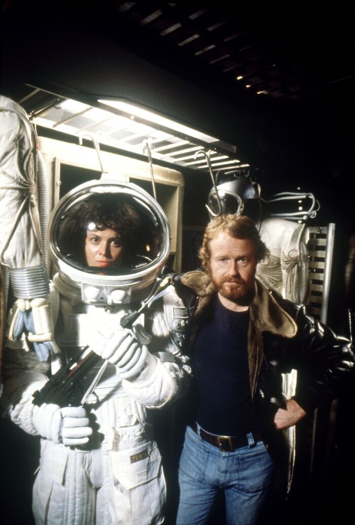 Sigourney Weaver And Ridley Scott On The Set Of 'Alien' (1979)