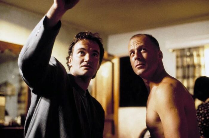 Bruce Willis And Quentin Tarantino On The Set Of Pulp Fiction (1994)