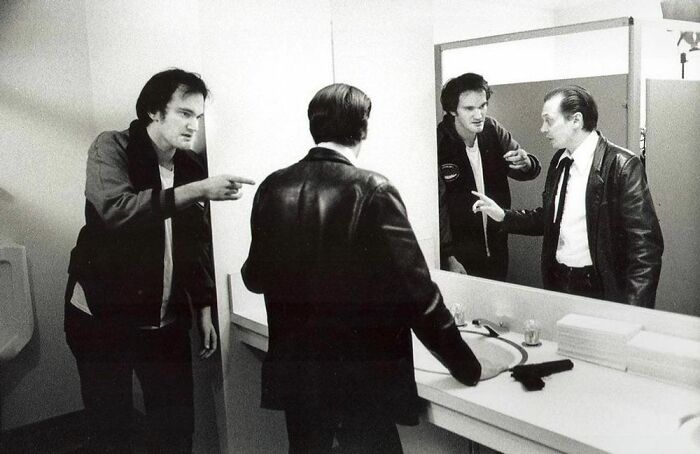 Quentin Tarantino And Steve Buscemi On The Set Of Reservoir Dogs (1992)