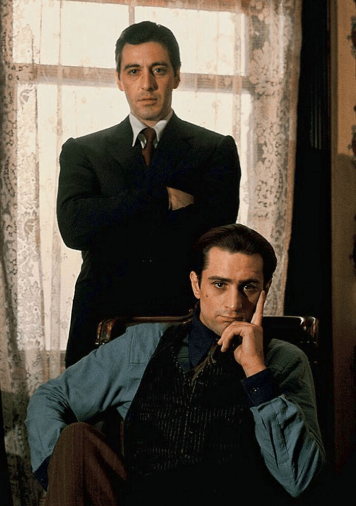 Al Pacino And Robert De Niro During The Filming Of The Godfather Part II (1973)