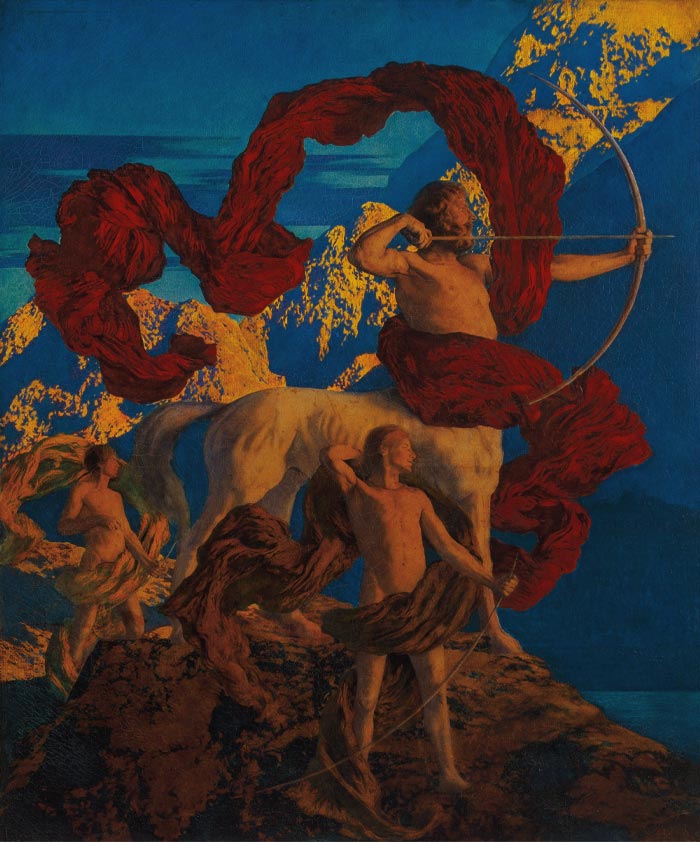 Painting of a Chiron taking aim with a bow 