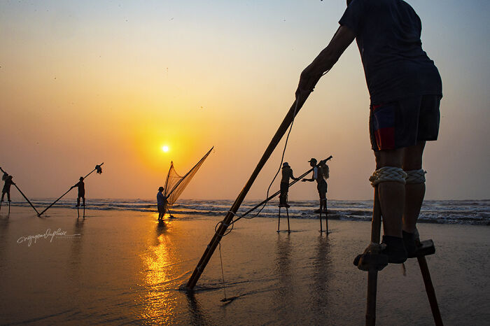 I Photographed Fishermen, Who Use Stilts For Inshore Fishing I Photographed Fishermen, Who Use Stilts For Inshore Fishing