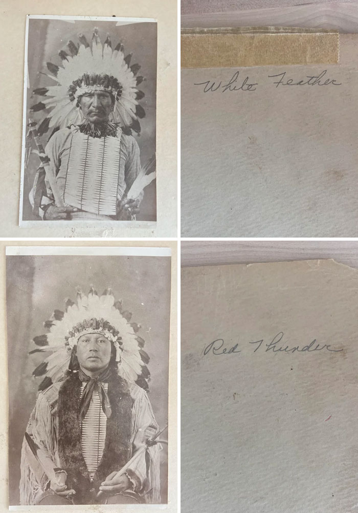 Retratos de nativos americanos con nombres. Herencia de mi abuela. Me gustaría saber más sobre ellos