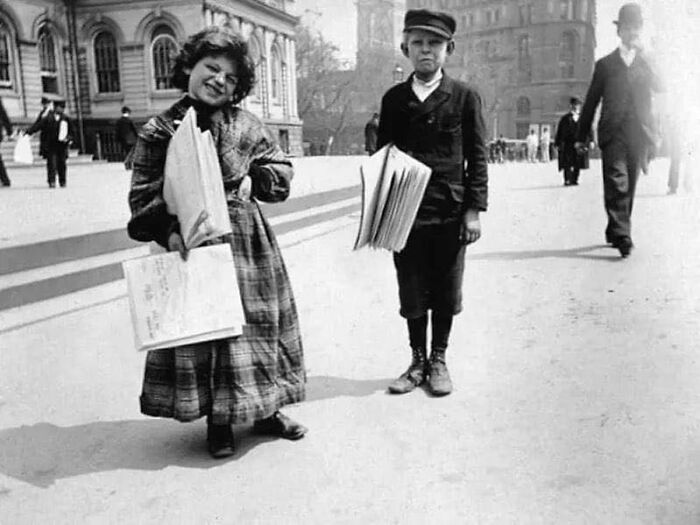 Newsgirl And Newsboy. New York, 1896