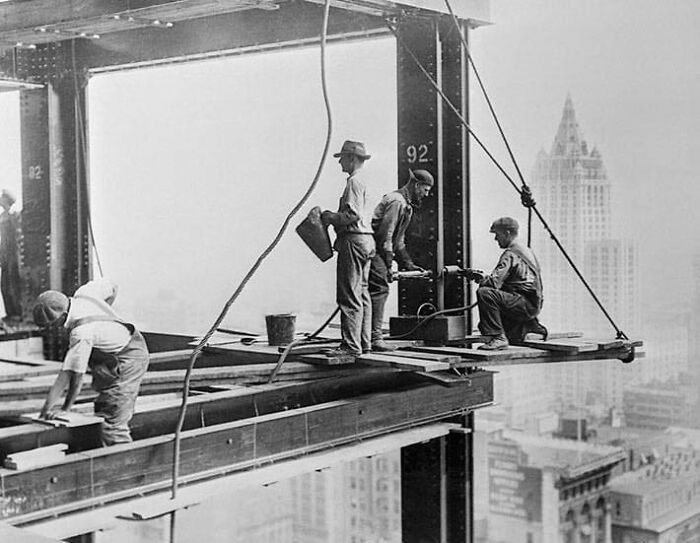 Empire State Building Construction Workers In The 1930s