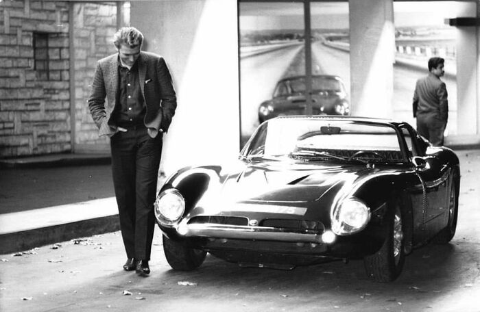 Singer Johnny Hallyday Admires A Bizzarrini 5300 Gt In Paris, 1960