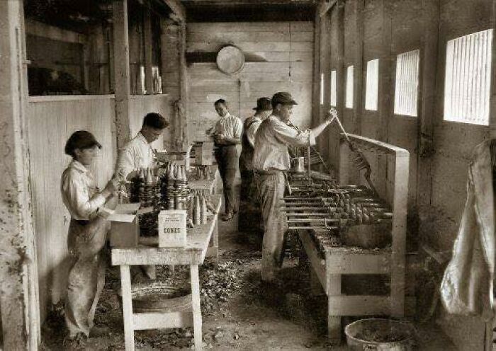 12 And 14 Year Old Boys Packing Cones At The Workshop Of Sanitary Ice Cream Cone. Oklahoma, 1917