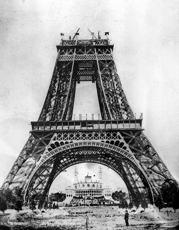 The Eiffel Tower Is Shown Under Construction In 1887