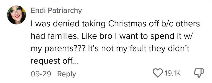 Woman Reminds Everyone That Childfree People Also Have Families After Being Asked To Give Up Her Holiday For A Coworker That Has Kids Woman Reminds Everyone That Childfree People Also Have Families After Being Asked To Give Up Her Holiday For A Coworker That Has Kids