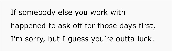 Woman Reminds Everyone That Childfree People Also Have Families After Being Asked To Give Up Her Holiday For A Coworker That Has Kids Woman Reminds Everyone That Childfree People Also Have Families After Being Asked To Give Up Her Holiday For A Coworker That Has Kids
