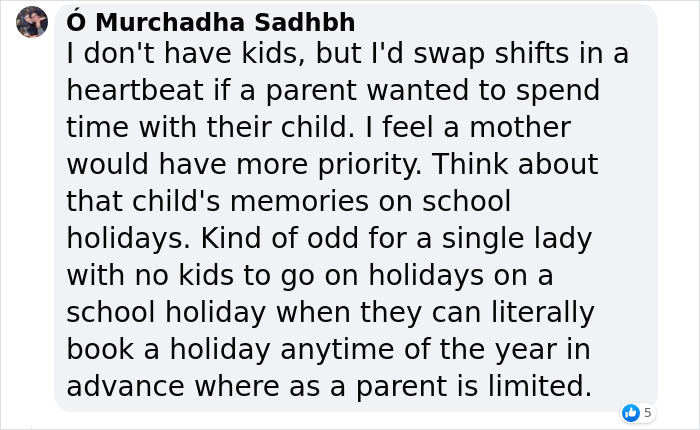 Woman Reminds Everyone That Childfree People Also Have Families After Being Asked To Give Up Her Holiday For A Coworker That Has Kids Woman Reminds Everyone That Childfree People Also Have Families After Being Asked To Give Up Her Holiday For A Coworker That Has Kids