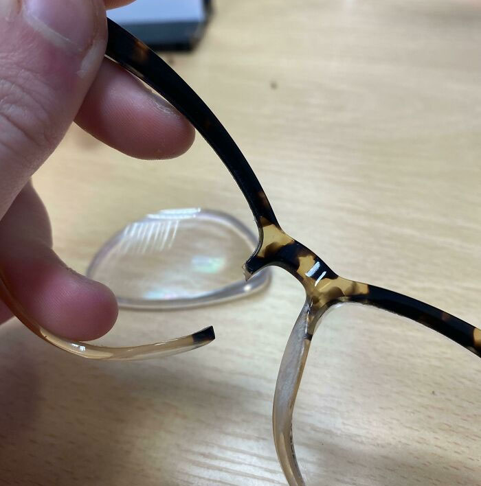 Cleaned My Glasses Too Hard. I Am At Work, Don't Have A Spare Pair