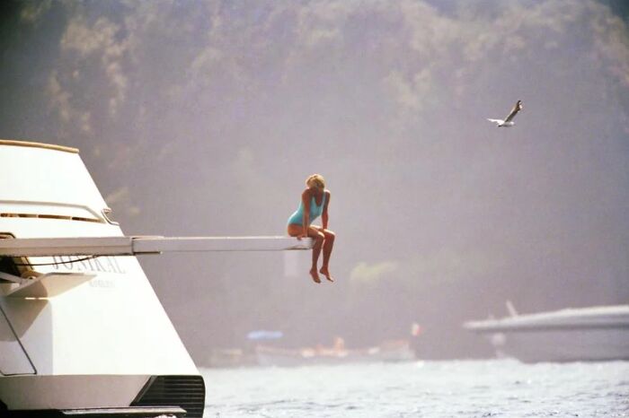 Princess Diana On A Yacht In Portofino, Italy. Summer Of 1997