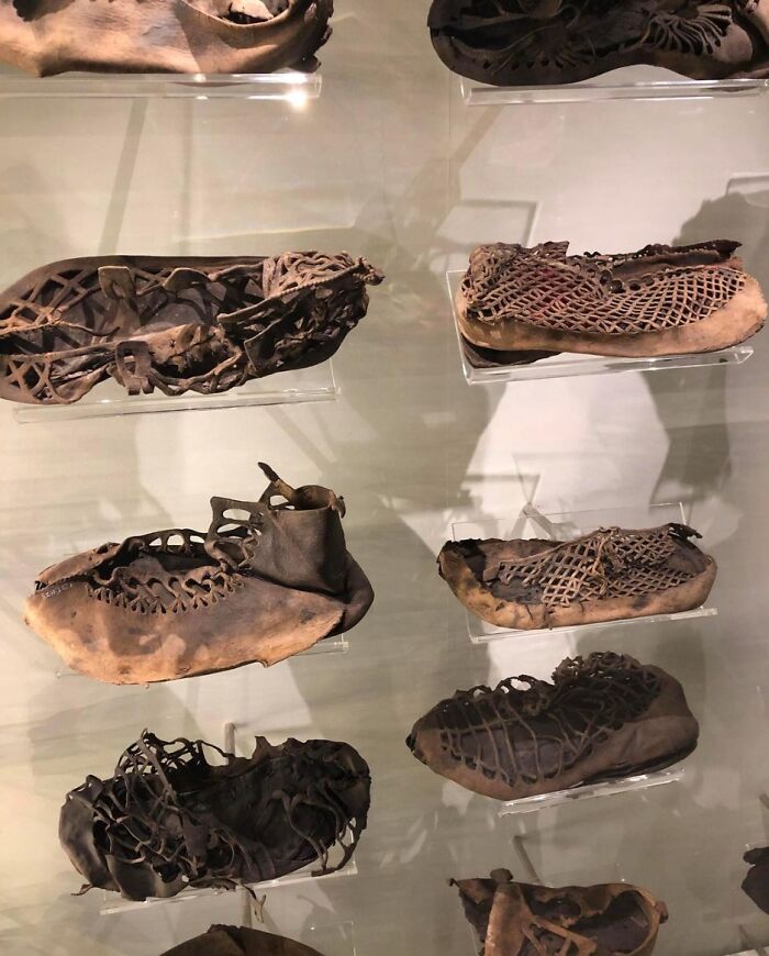 1,800 Year Old Roman Footwear. On Display At Vindolanda Fort In England