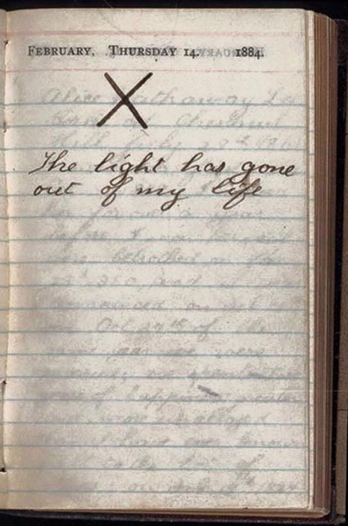 Theodore Roosevelt's Only Diary Entry On Valentine's Day Of 1884, On The Day Both His Wife Alice And His Mother Martha Died, Just Hours After Each Other