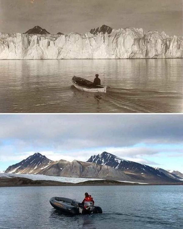  El océano ártico fotografiado en el mismo sitio hace 105 años vs. hoy en día