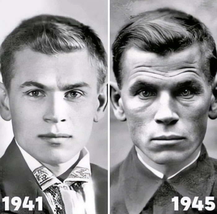 El rostro de un soldado antes y después de la guerra