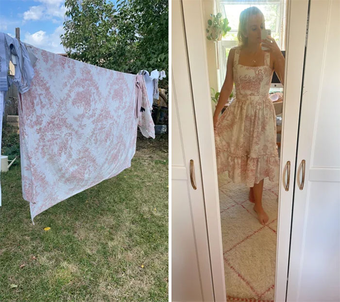 Turned This Thrifted Bed Sheet Into A Two Piece Wedding Guest Outfit!