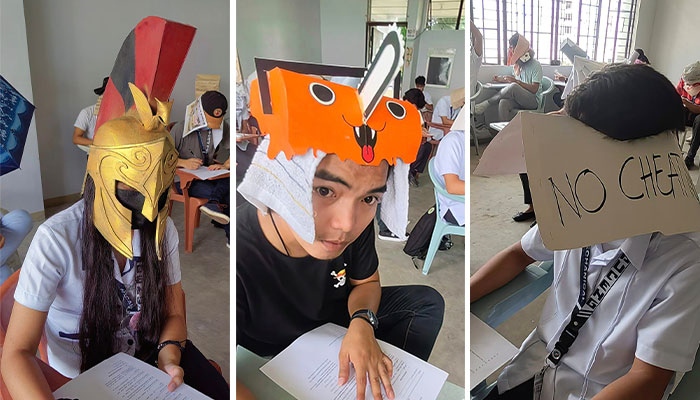 These Students Understood The Assignment When Their Teacher Asked Them To Make Hats To Prevent Them From Cheating During Their Exams