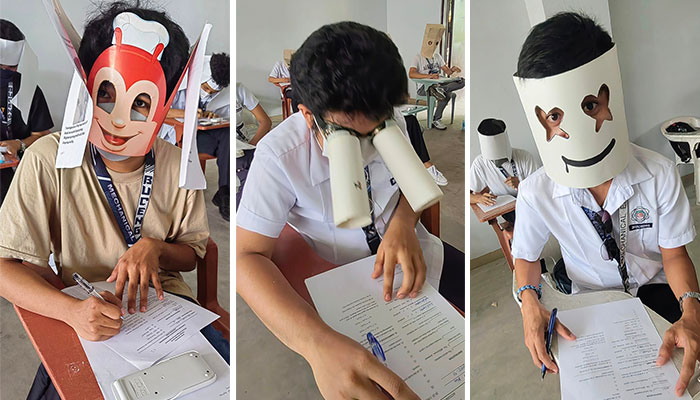 These Students Understood The Assignment When Their Teacher Asked Them To Make Hats To Prevent Them From Cheating During Their Exams