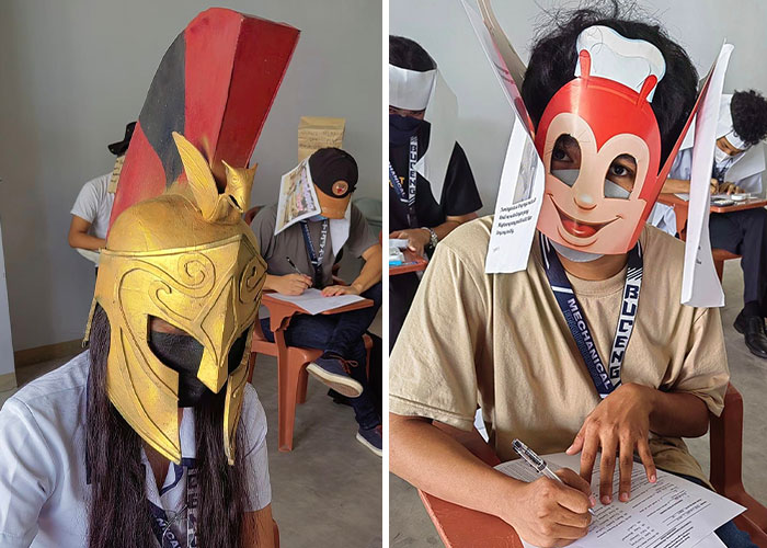 These Students Understood The Assignment When Their Teacher Asked Them To Make Hats To Prevent Them From Cheating During Their Exams