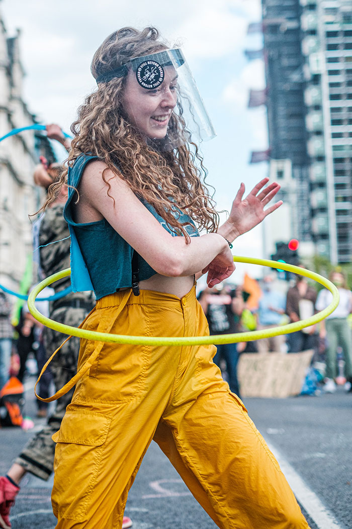 Person playing with a hula hoop