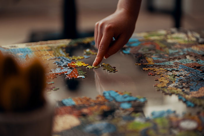 Person doing a puzzle