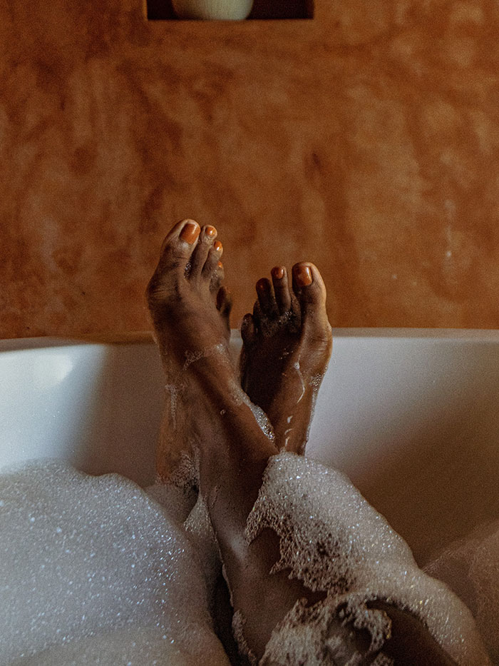 Woman taking a bath