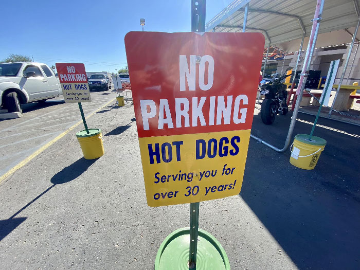 [in A Nasally Voice]: "Hey, You Can't Park That Hot Dog Over There!"