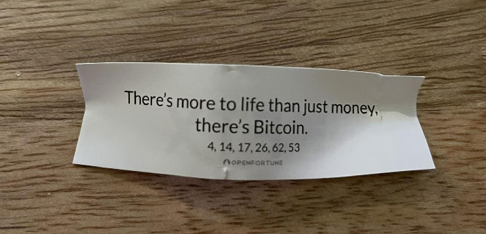 Thank You For The Advice And The Very Non-Crypto Lottery Numbers, Fortune Cookie