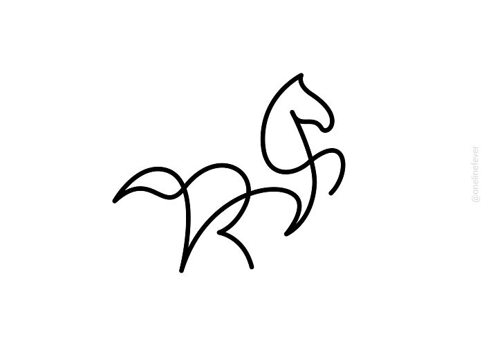 One Line Horse