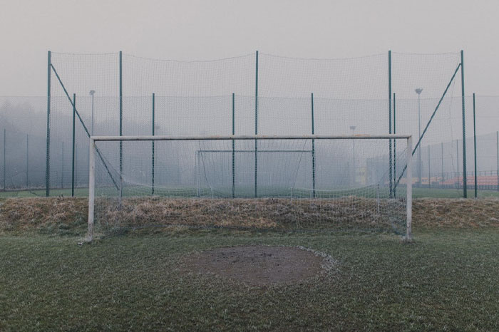 Football pitch in a fog 