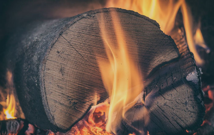 Burning firewood 