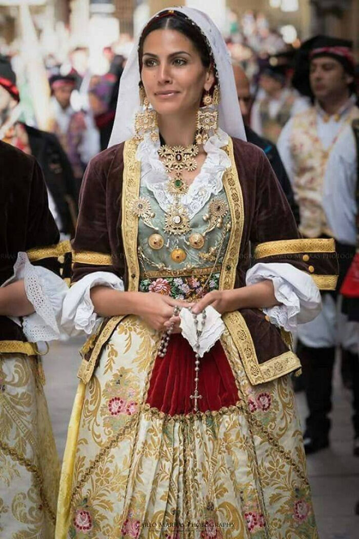 Traditional Dress From Sardinia Region Of Italy