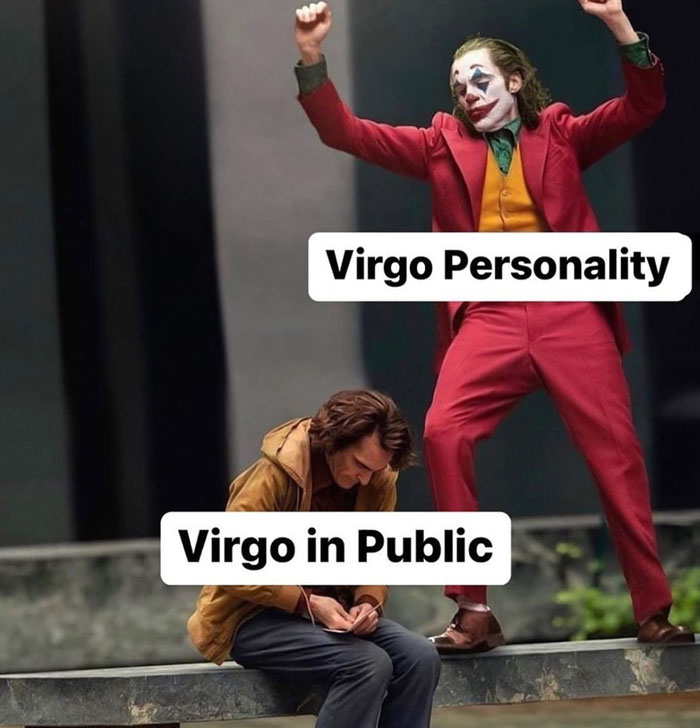 Virgo personality vs. Virgo in public Joker meme